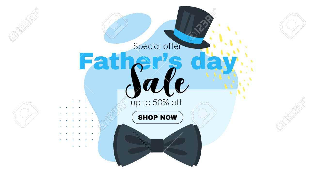 Father Day Sale Banner Template With Bow Tie And Top Hat. Vector.. Intended For Tie Banner Template