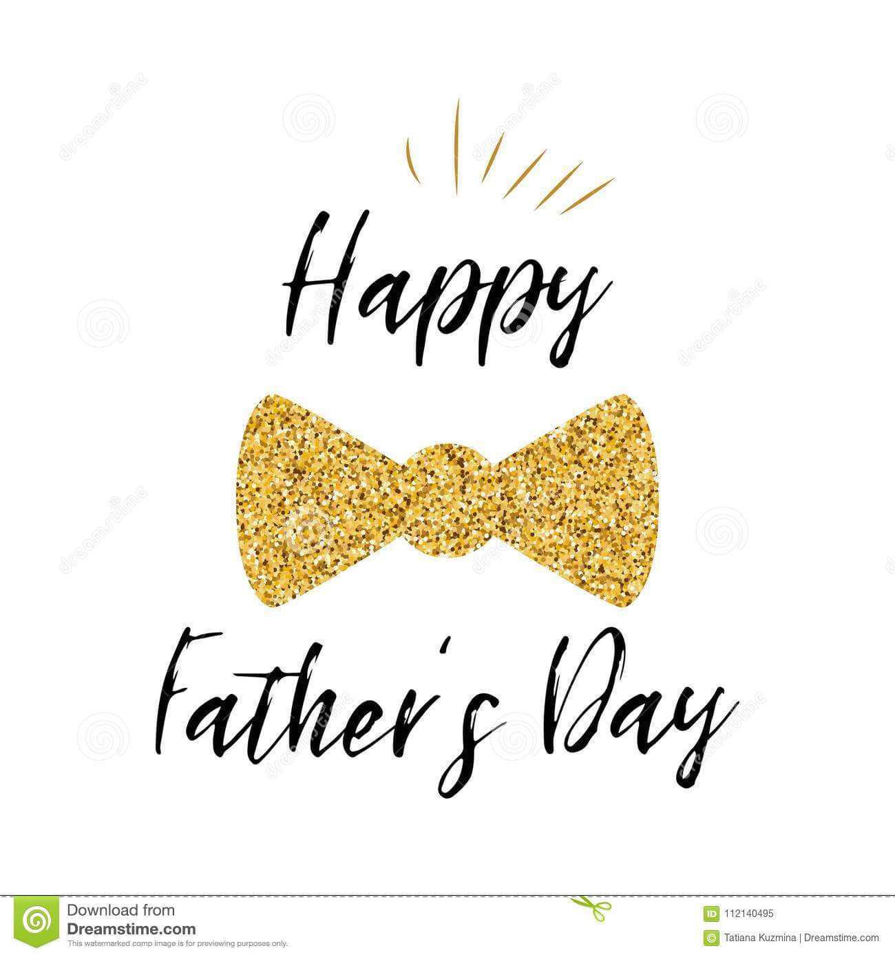 Fathers Day Banner Design With Lettering, Golden Bow Tie Within Tie Banner Template