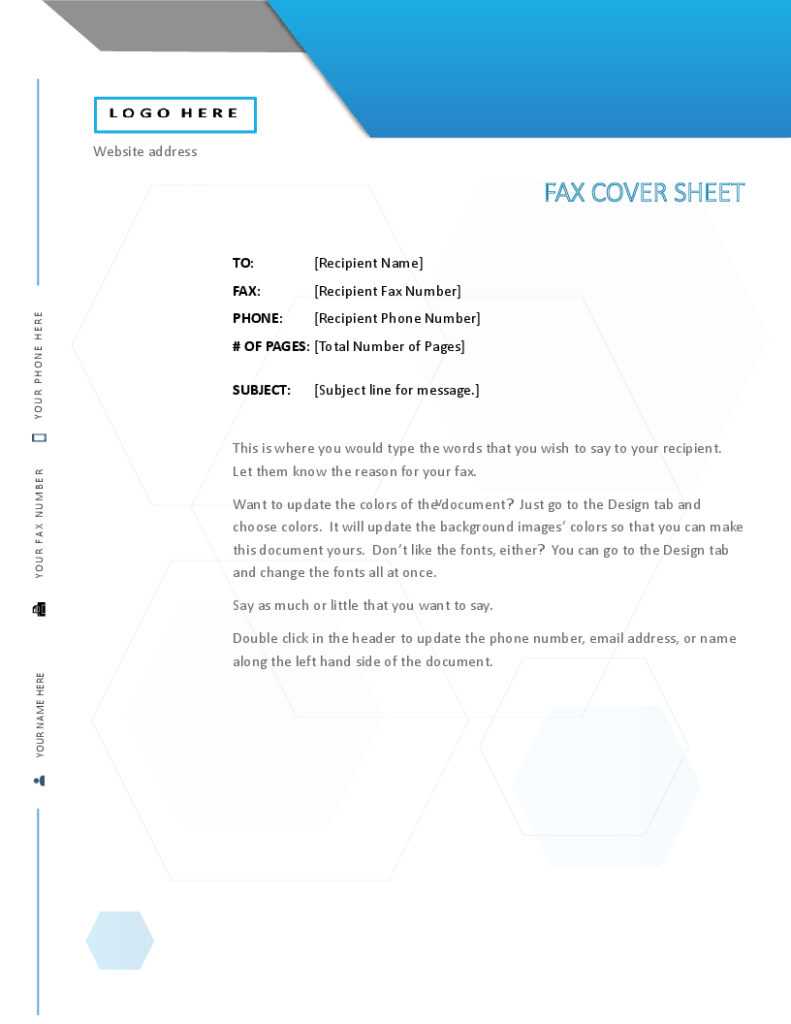 Image 1 for Fax Cover Sheet Template Word 2010