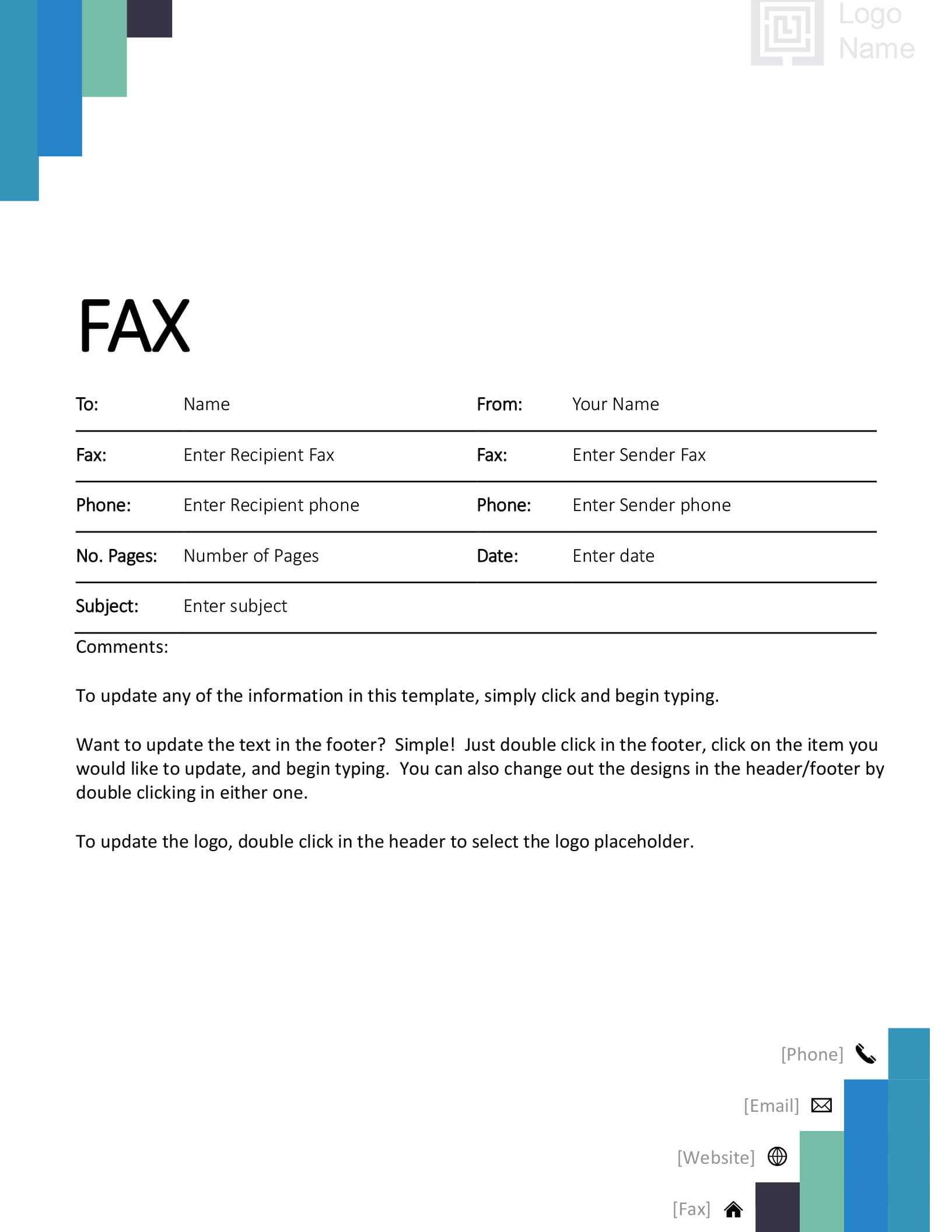 Fax Covers – Office Throughout Fax Template Word 2010