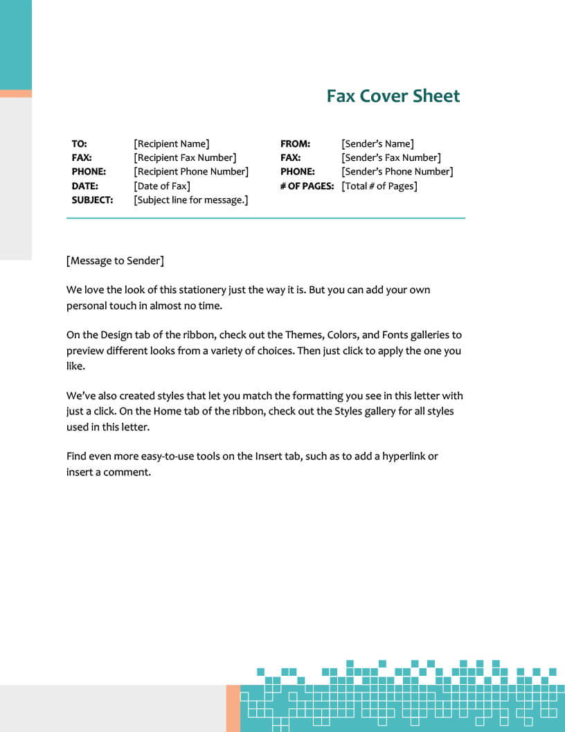 Fax Covers – Office With Personal Check Template Word 2003