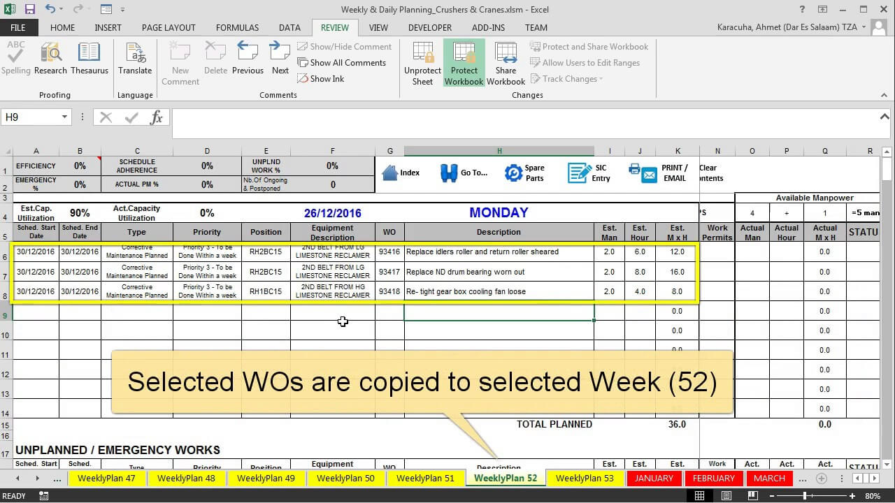 Features Maintenance Planning And Scheduling Excel Template Throughout Fleet Management Report Template
