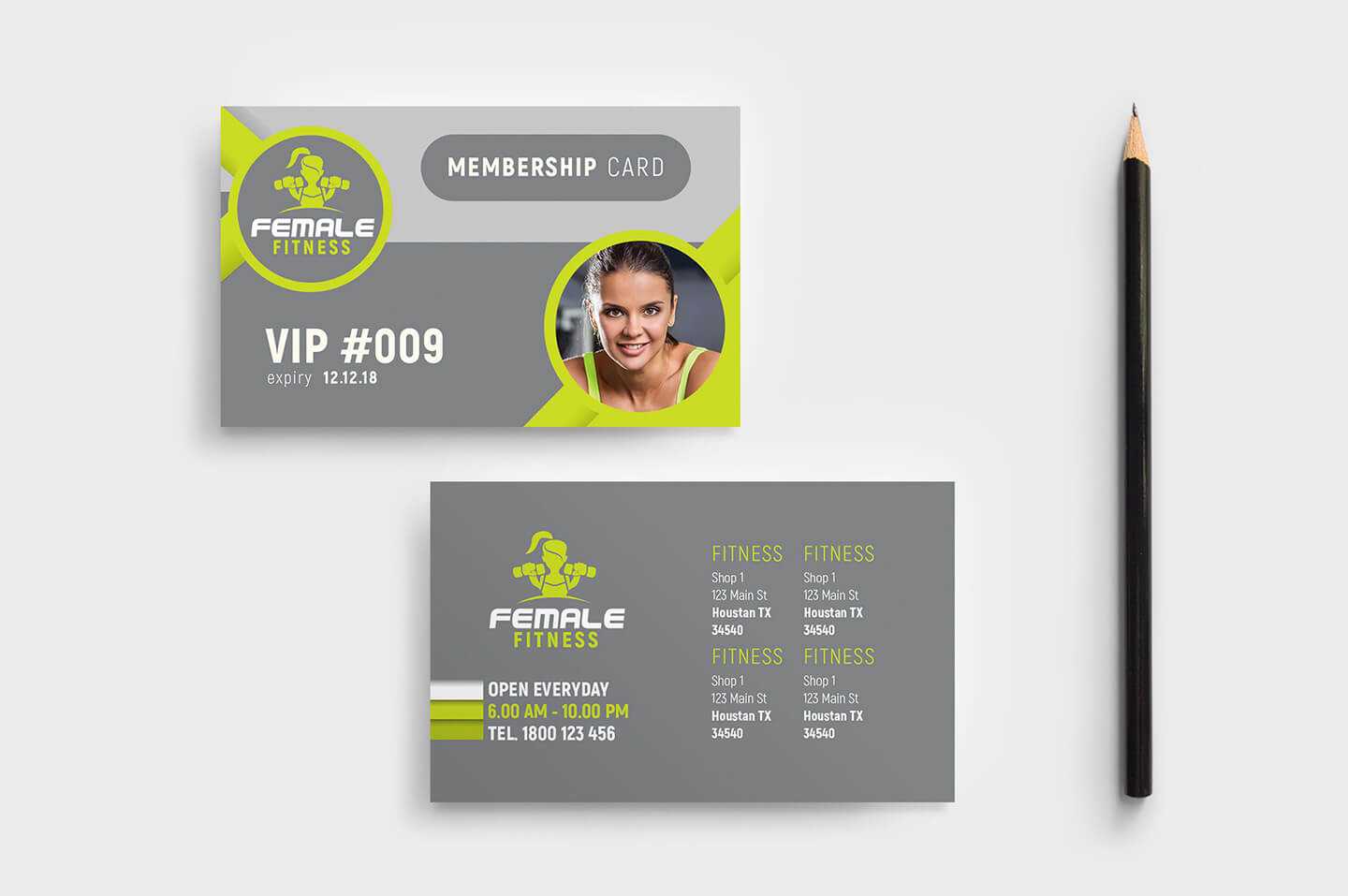 Female Fitness Membership Card Template In Psd, Ai & Vector Intended For Gym Membership Card Template