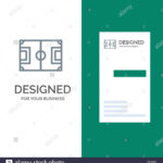 Field, Football, Game, Pitch, Soccer Grey Logo Design And Inside Soccer Referee Game Card Template