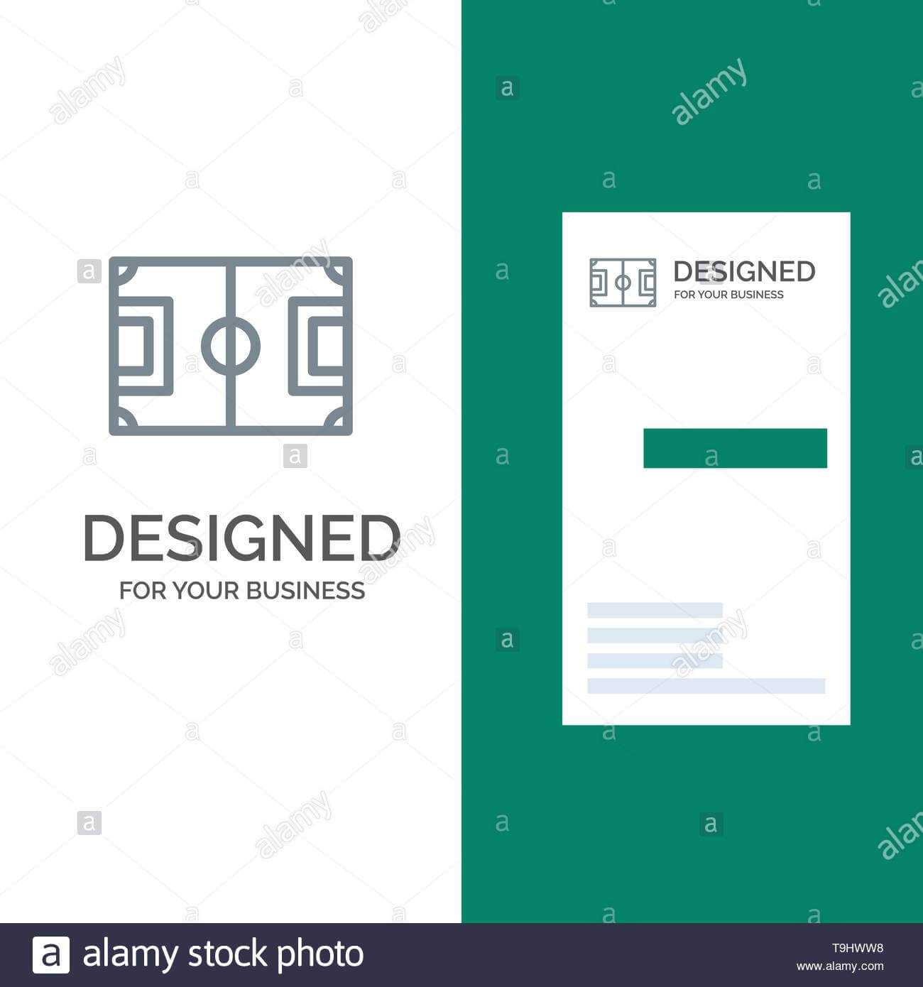 Field, Football, Game, Pitch, Soccer Grey Logo Design And Inside Soccer Referee Game Card Template