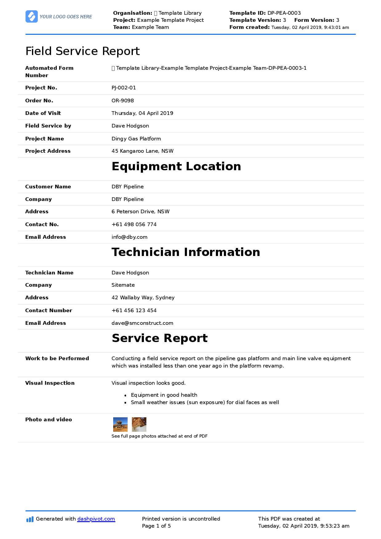 Field Service Report Template (Better Format Than Word With Field Report Template