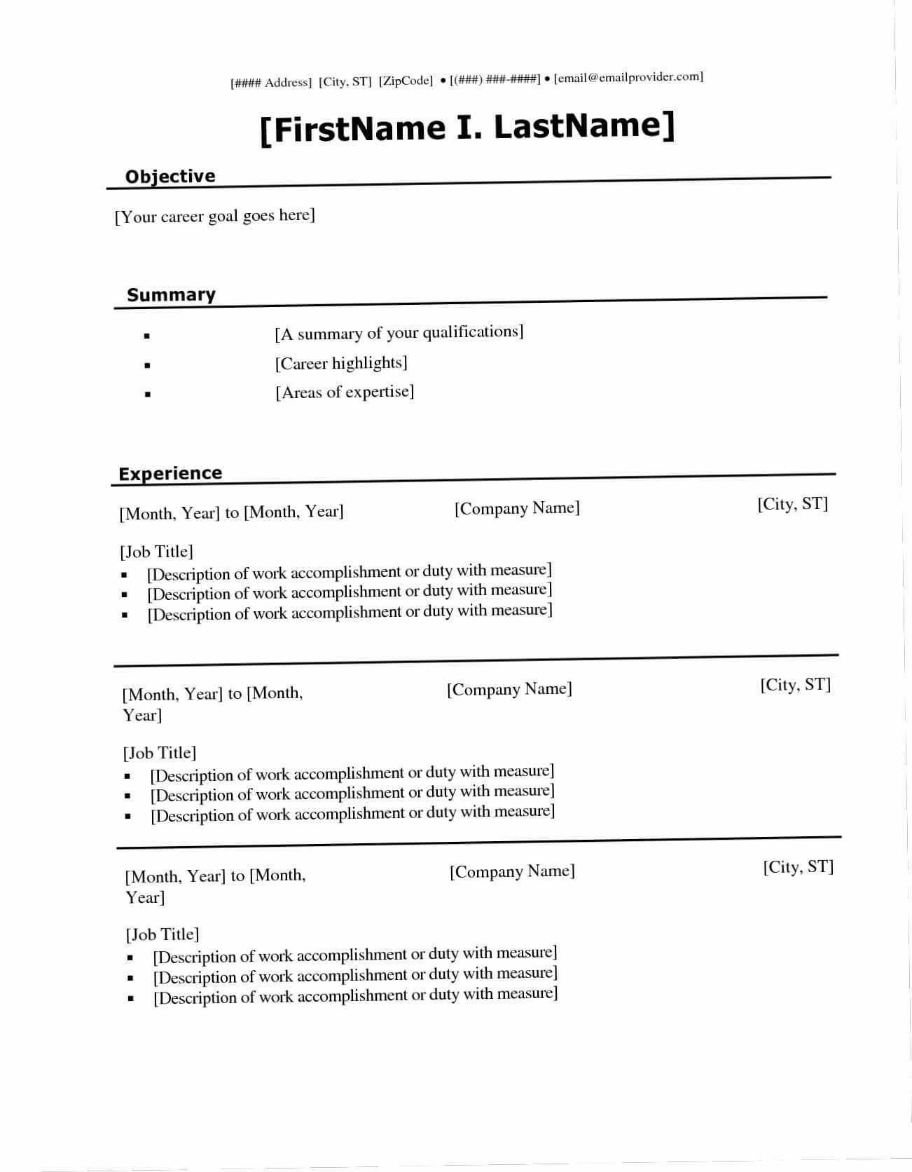 Fill In Resume Template Lovely Fill In The Blank Resume Intended For Free Blank Resume Templates For Microsoft Word