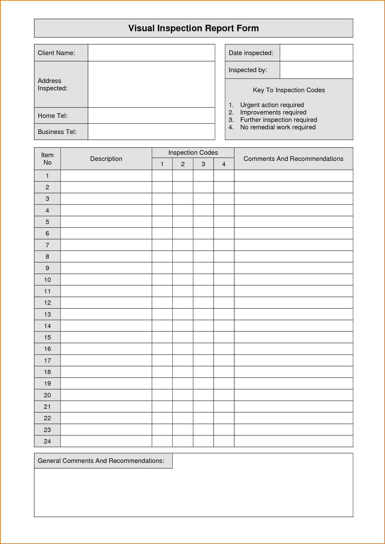 Fillable Home Inspection Report And Free Inspection Form Inside Home Inspection Report Template