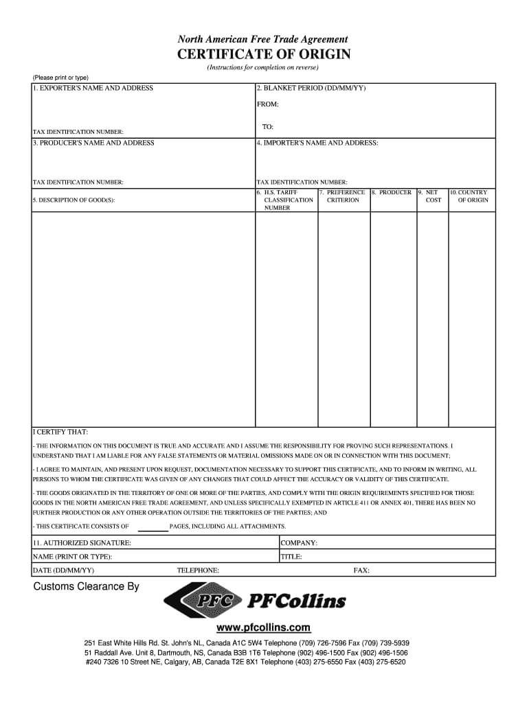 Fillable Nafta Certificate – Fill Online, Printable Inside Nafta Certificate Template