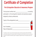 Fillable Online Certificate Of Completion – Fire With Fire Extinguisher Certificate Template