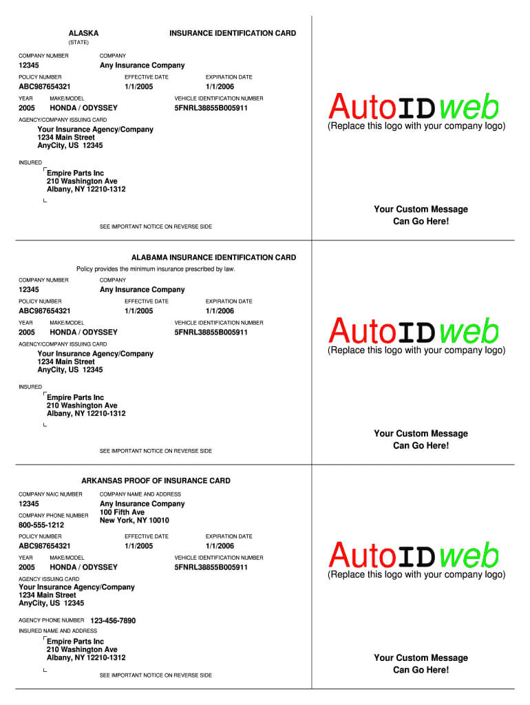 Fillable Online Download Auto Insurance Card Template Throughout Proof Of Insurance Card Template