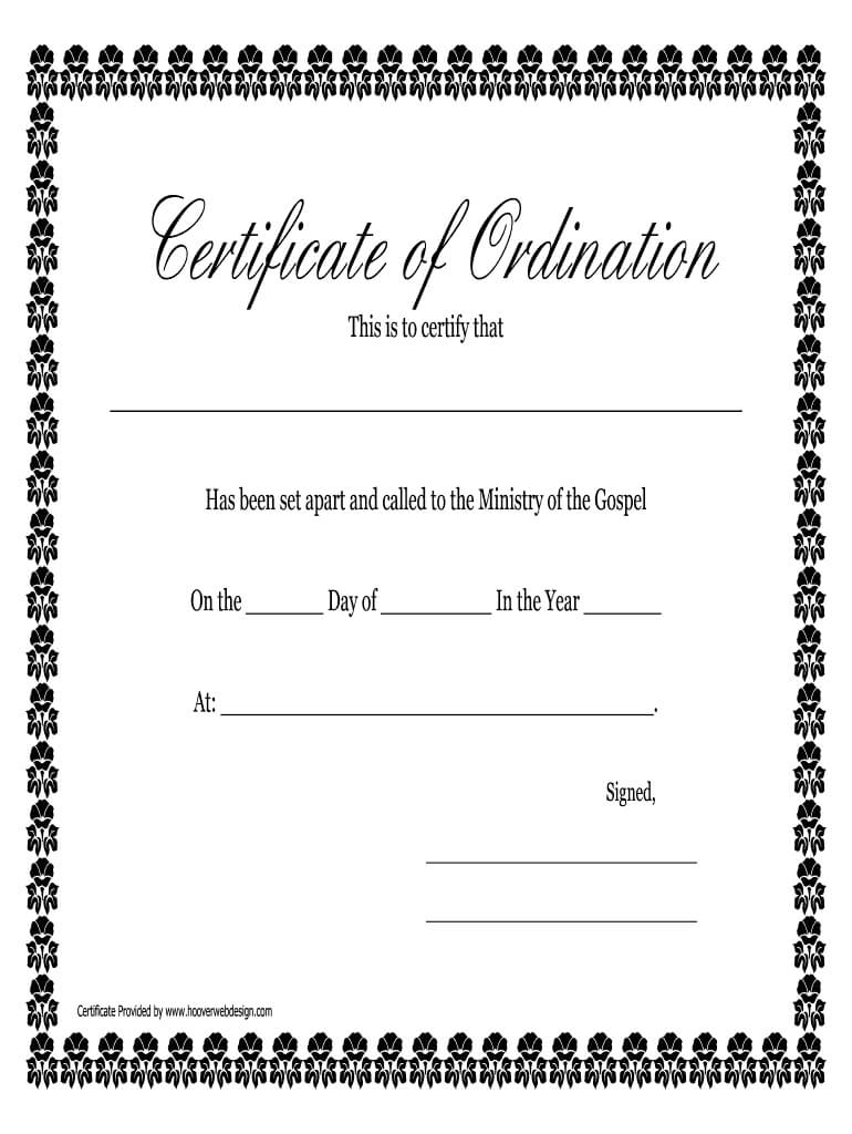 Fillable Online Printable Certificate Of Ordination Inside Ordination Certificate Templates