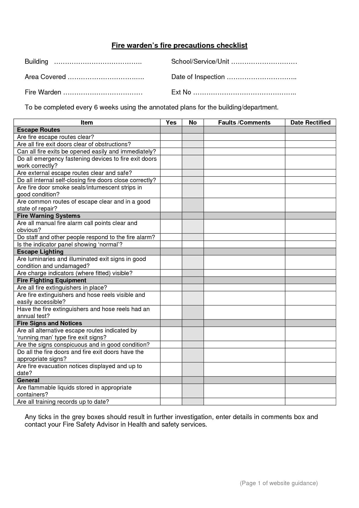 Fire Drill Evacuation Checklist | School | Safety Checklist In Fire Evacuation Drill Report Template