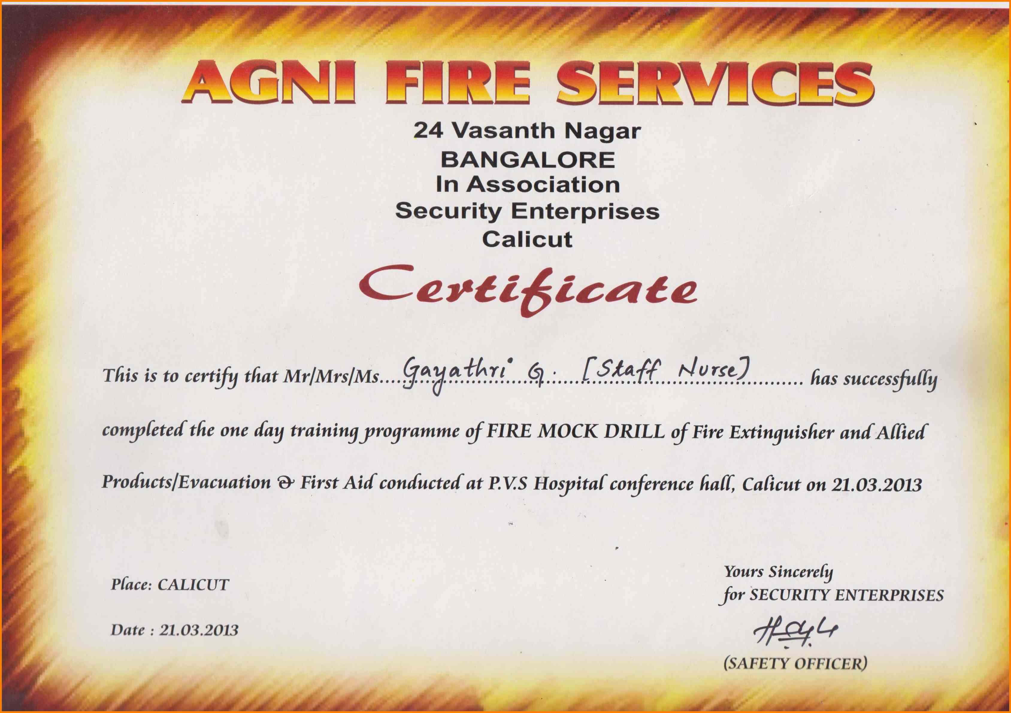 Fire Extinguisher Training Certificate Template Word With Regard To Fire Extinguisher Certificate Template