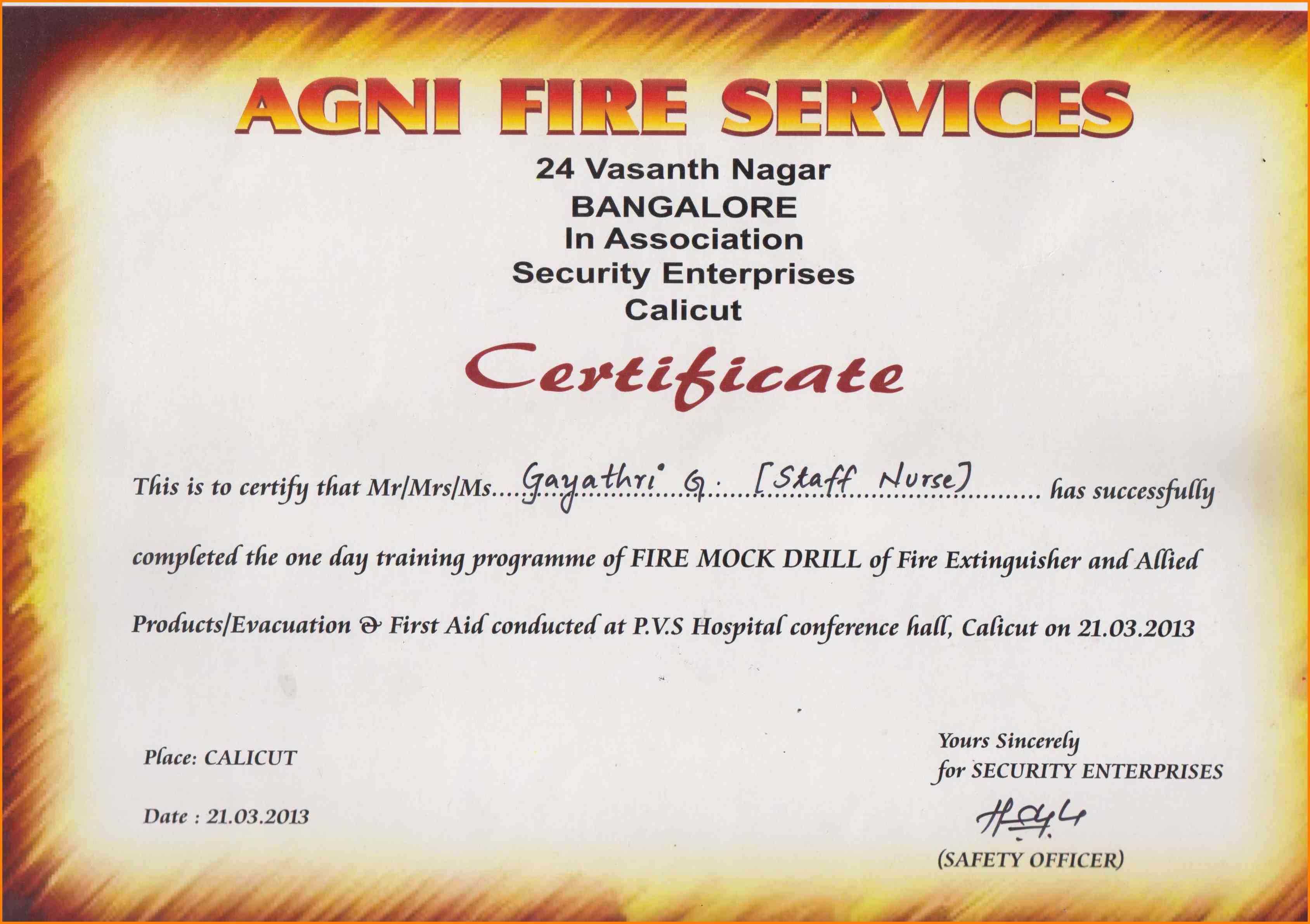 Fire Extinguisher Training Certificate Template Word With Regard To Fire Extinguisher Certificate Template