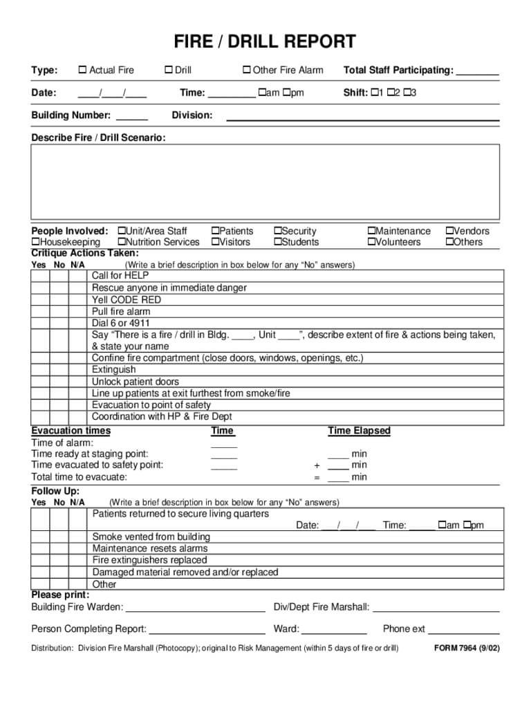Fire Or Drill Report Form Free Download Regarding Emergency Drill Report Template