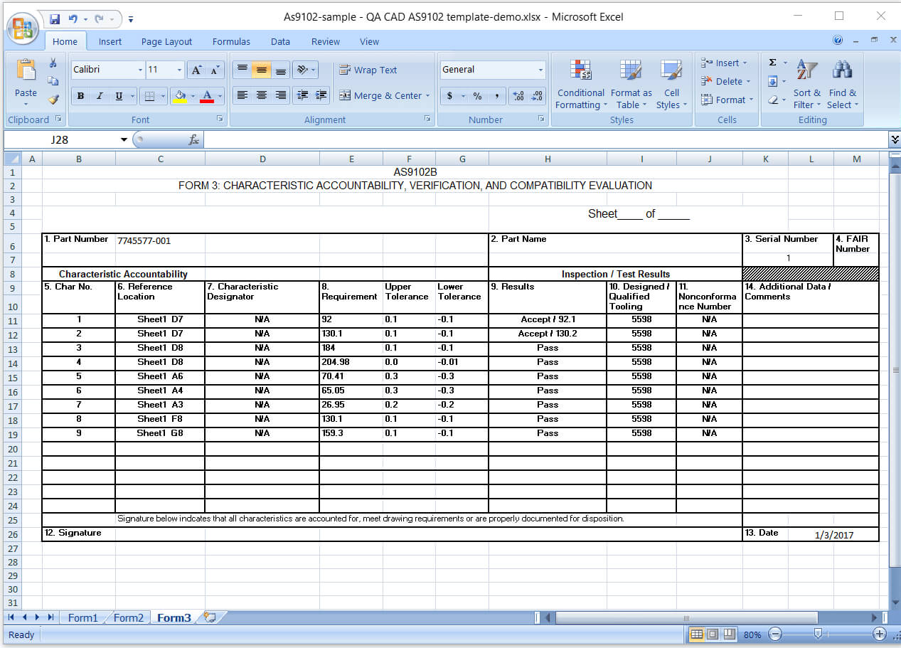 First Article Inspection Report Form (Download Free Sample In Part Inspection Report Template