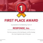 First Place Award Certificate Template Template – Venngage For Template For Certificate Of Award