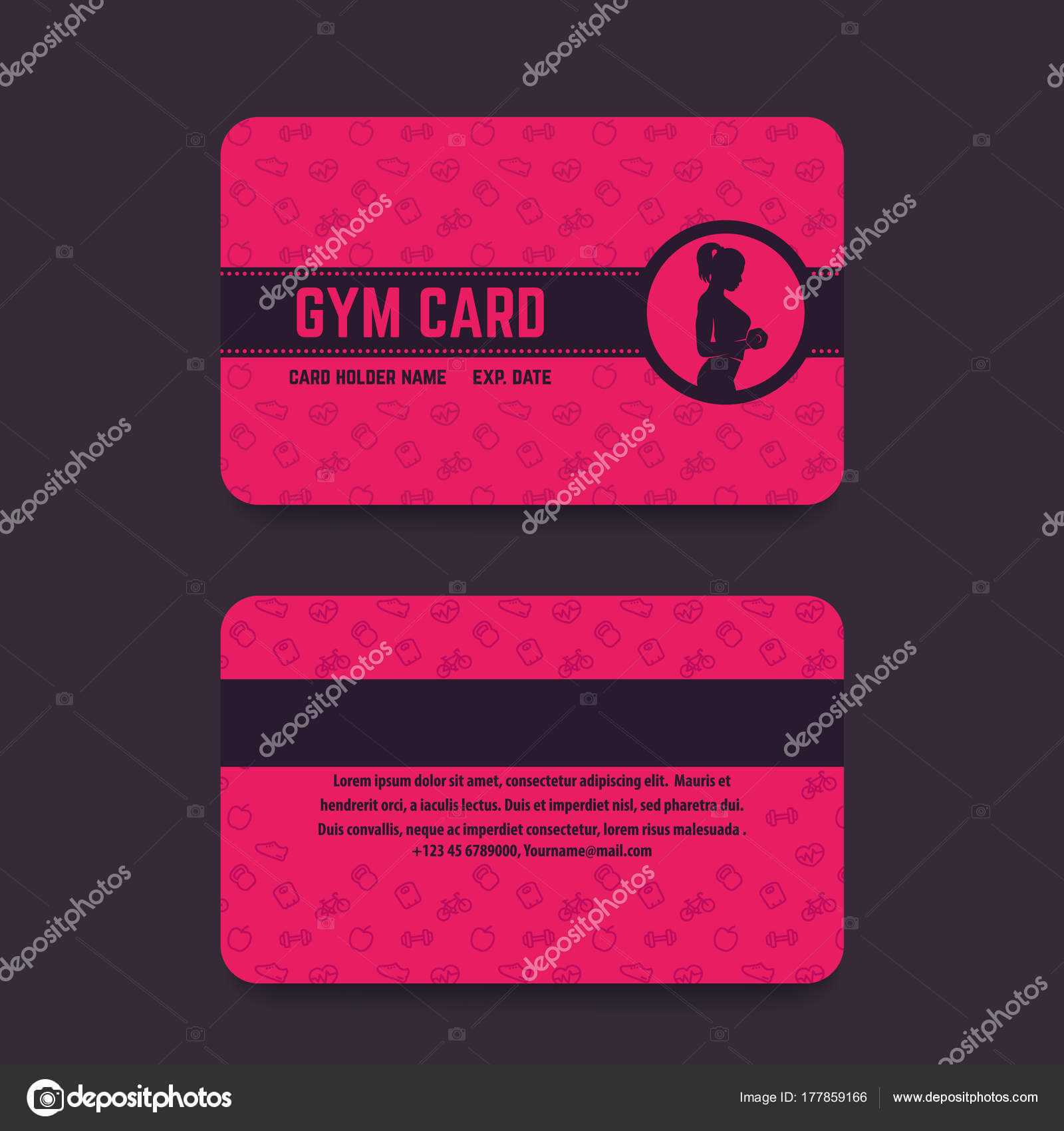 Fitness Club, Gym Card Template, Vector — Stock Vector In Gym Membership Card Template