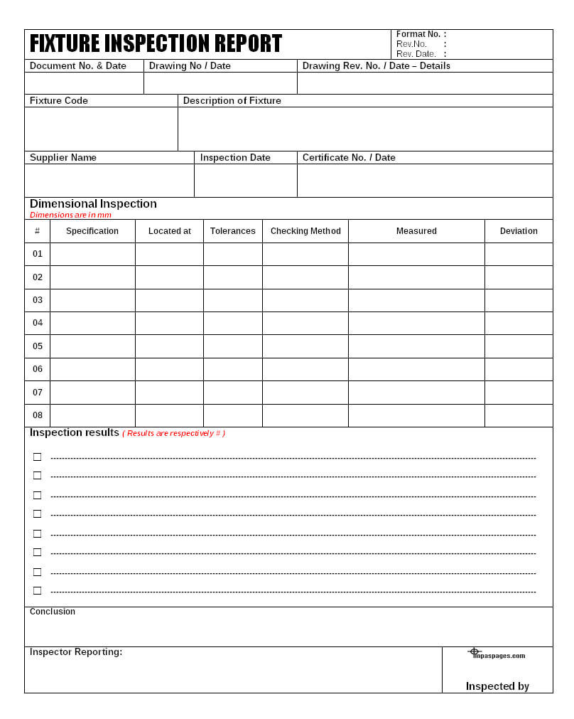 Fixture Inspection Documentation For Engineering – Within Engineering Inspection Report Template