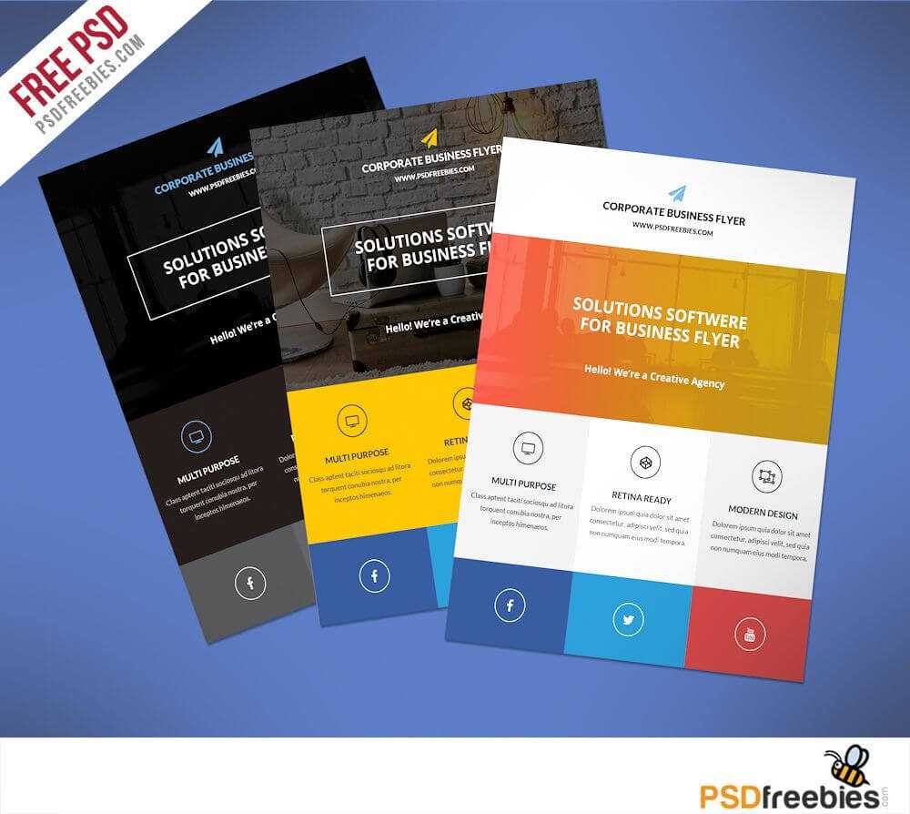 Flat Clean Corporate Business Flyer Free Psd | Psd Print For Cleaning Brochure Templates Free