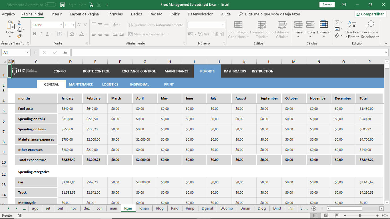 Fleet Management Spreadsheet Excel Intended For Fleet Report Template