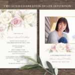 Floral Funeral Invitation Funeral Announcement Card Within Funeral Invitation Card Template