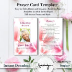 Floral Funeral Prayer Card Template, Word Funeral Prayer Printable Funeral  Card, Memorial Template, Prayer Template, Funeral Memorial Card Pertaining To Memorial Card Template Word