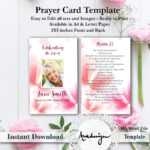 Floral Funeral Prayer Card Template, Word Funeral Prayer Printable Funeral  Card, Memorial Template, Prayer Template, Funeral Memorial Card Pertaining To Memorial Card Template Word