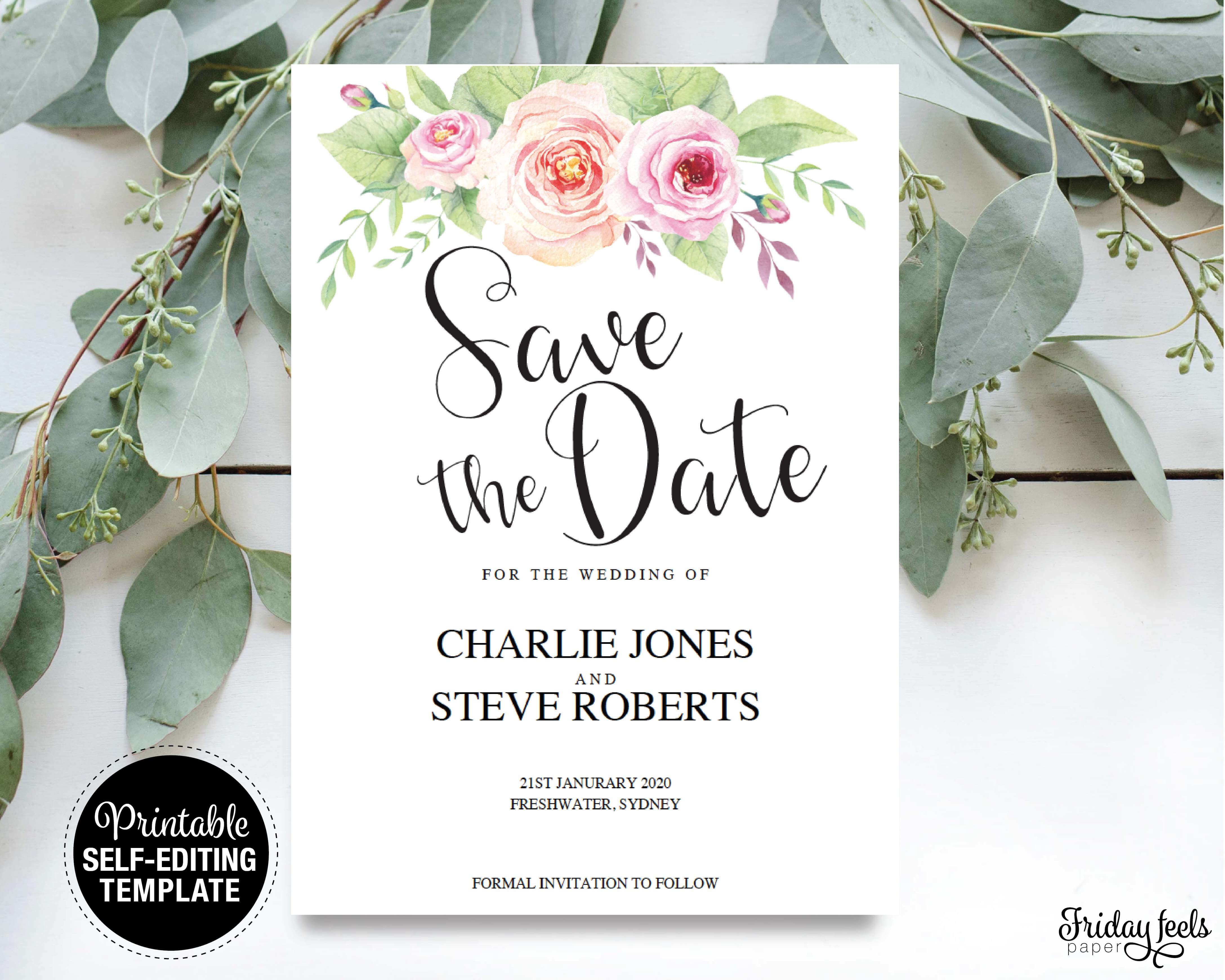 Floral Save The Date Card For Save The Date Cards Templates