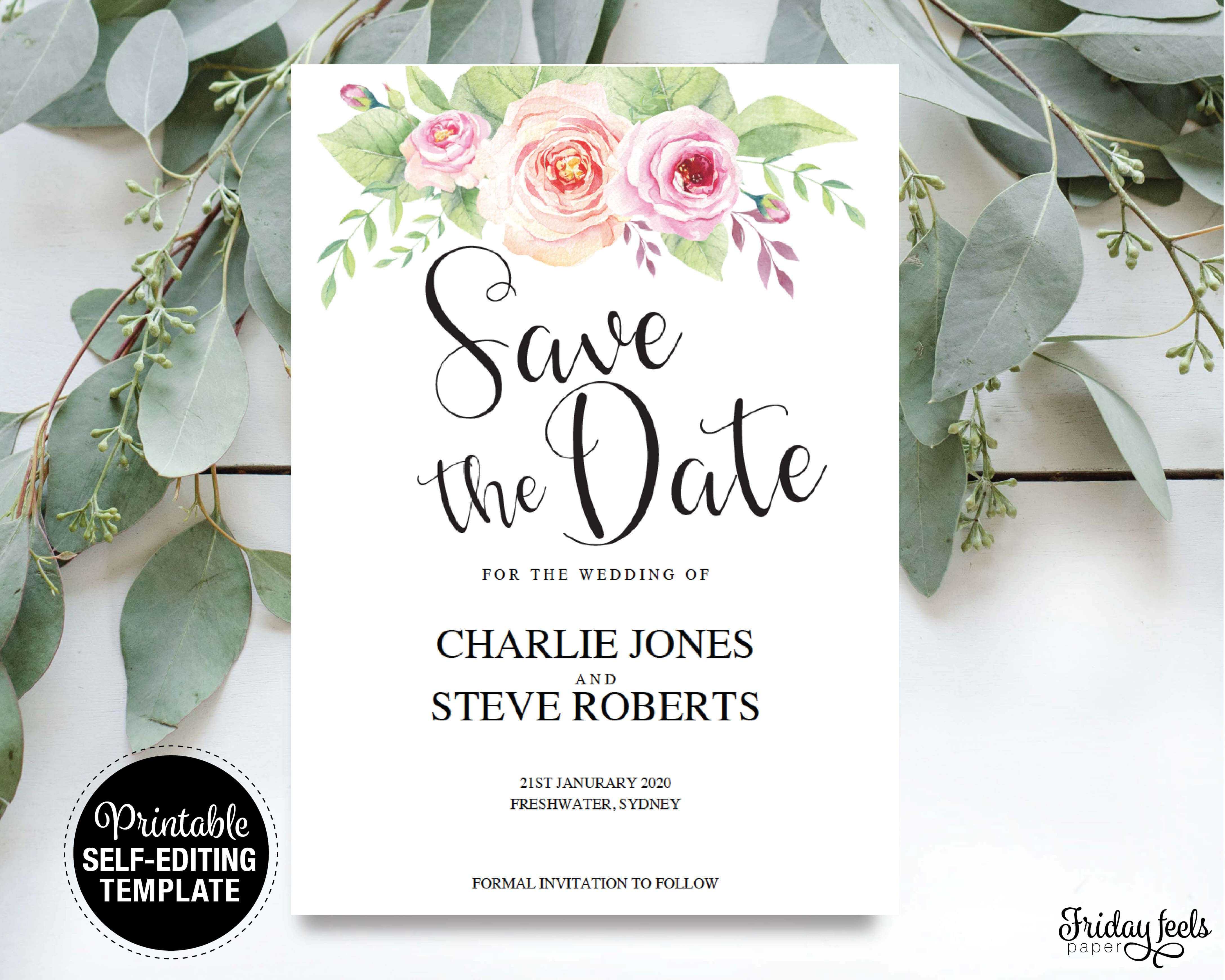 Floral Save The Date Card for Save The Date Cards Templates