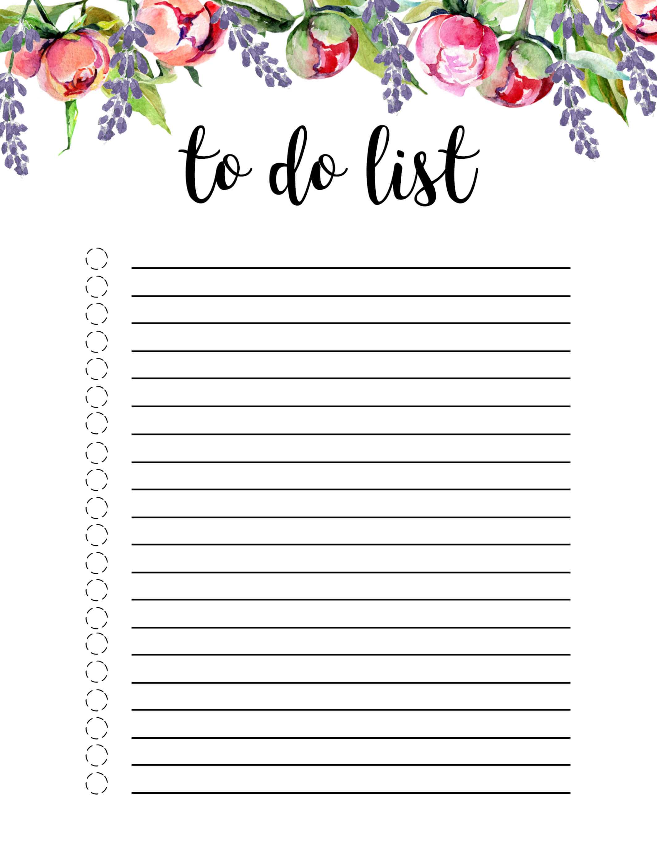 Floral To Do List Printable Template – Paper Trail Design Inside Blank To Do List Template