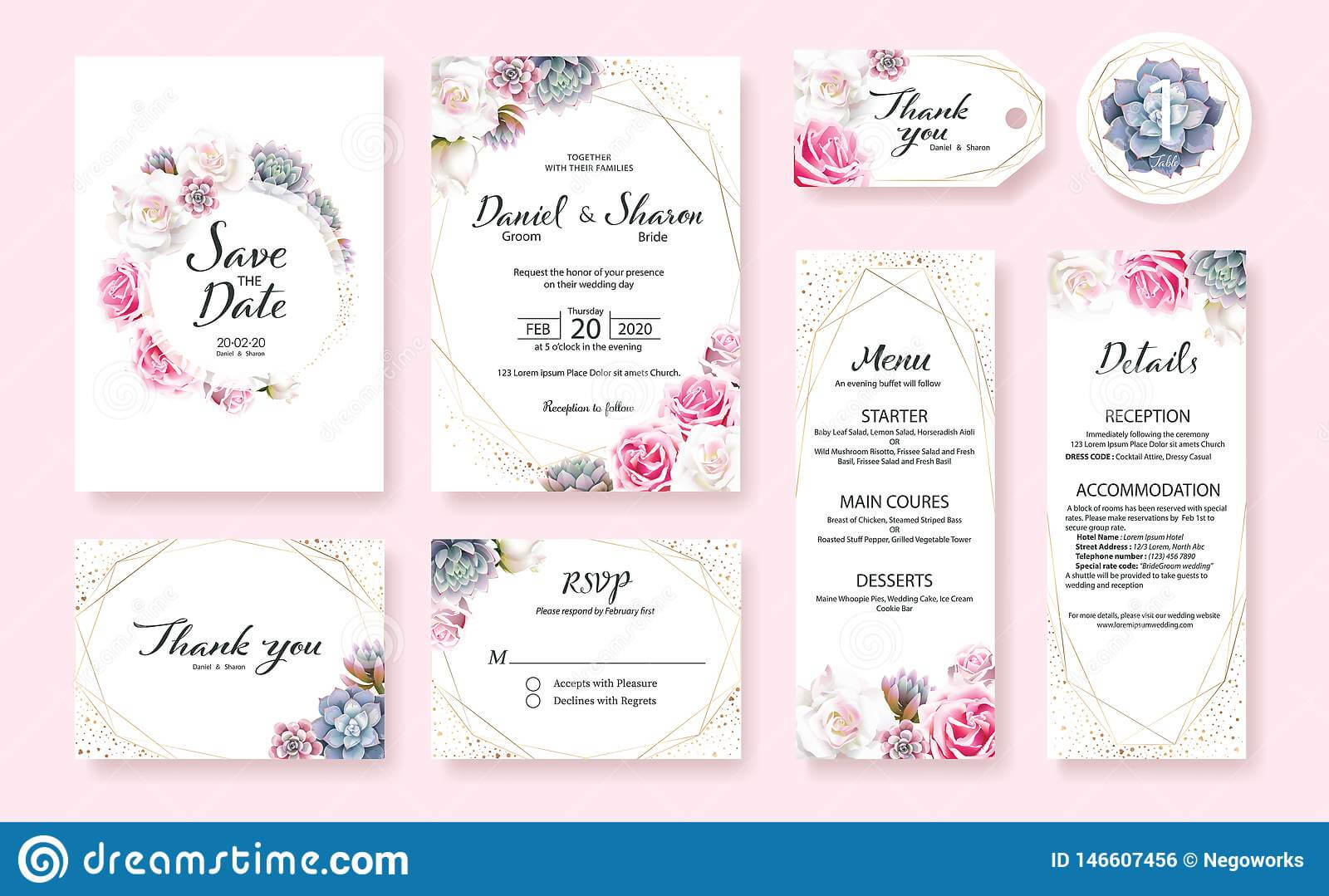 Floral Wedding Invitation Card, Save The Date, Thank You With Regard To Table Reservation Card Template