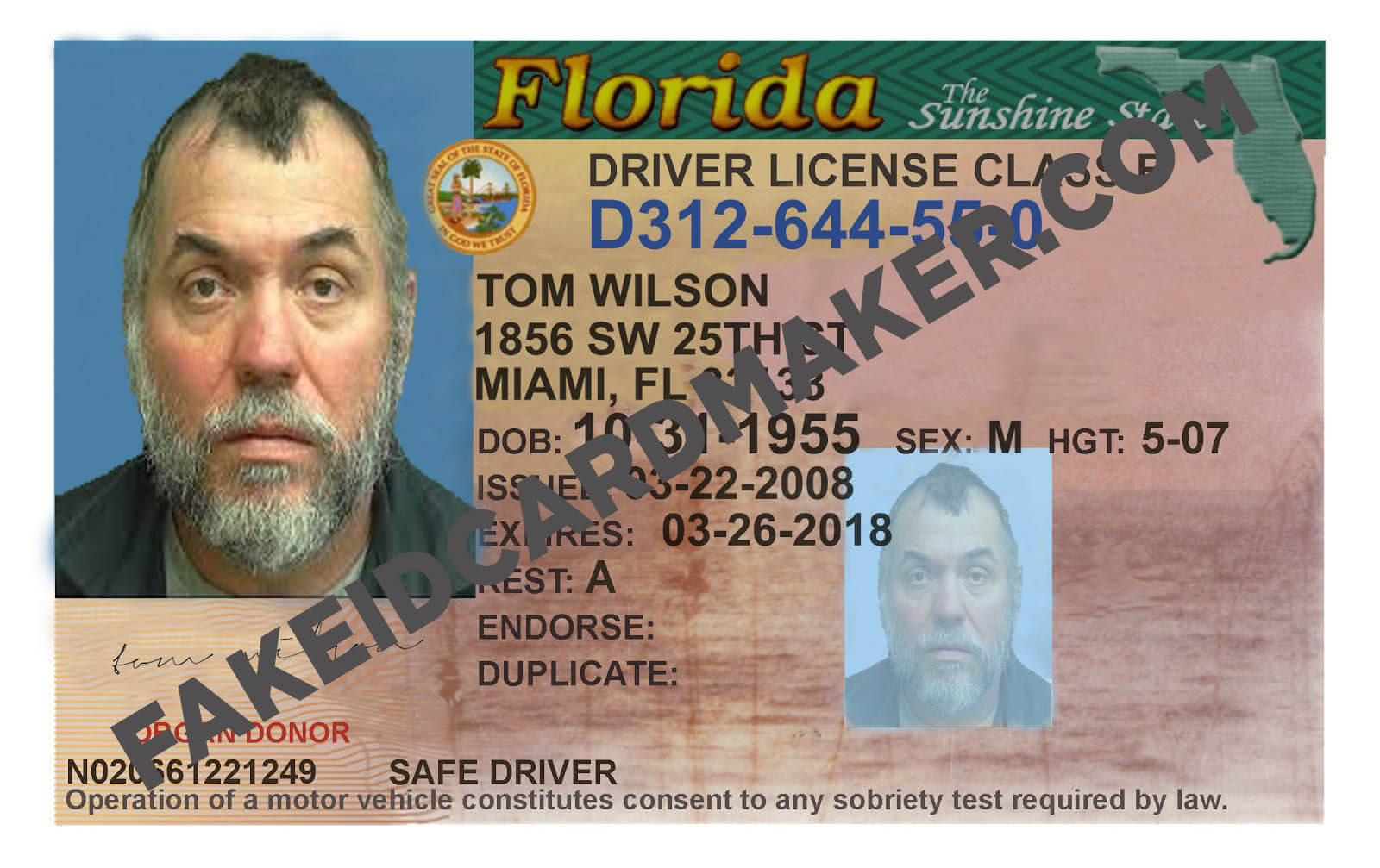 Florida Driver's License Fake Id Virtual Inside Florida Id Card Template