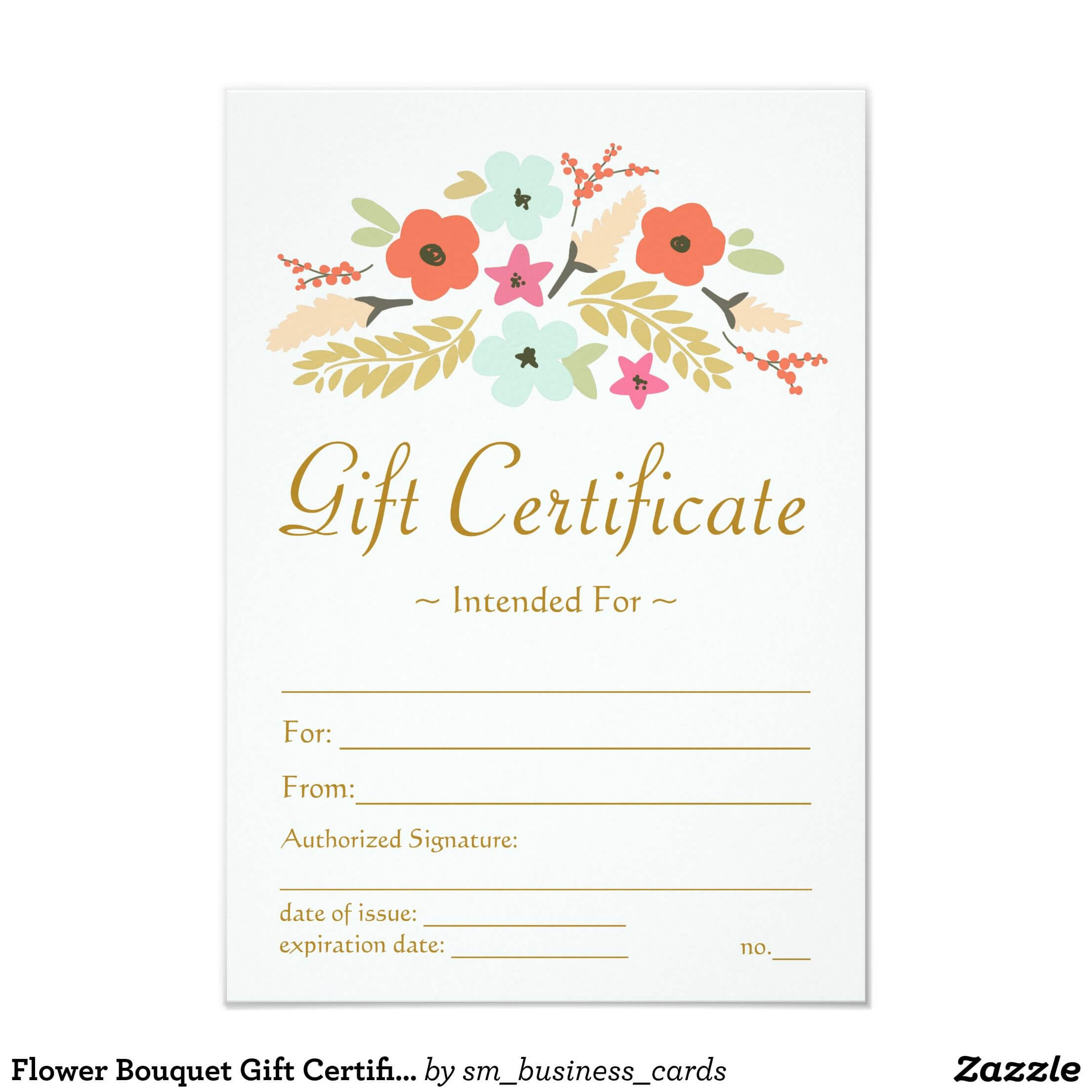 Flower Bouquet Gift Certificate | Zazzle | Buss | Gift In Massage Gift Certificate Template Free Printable
