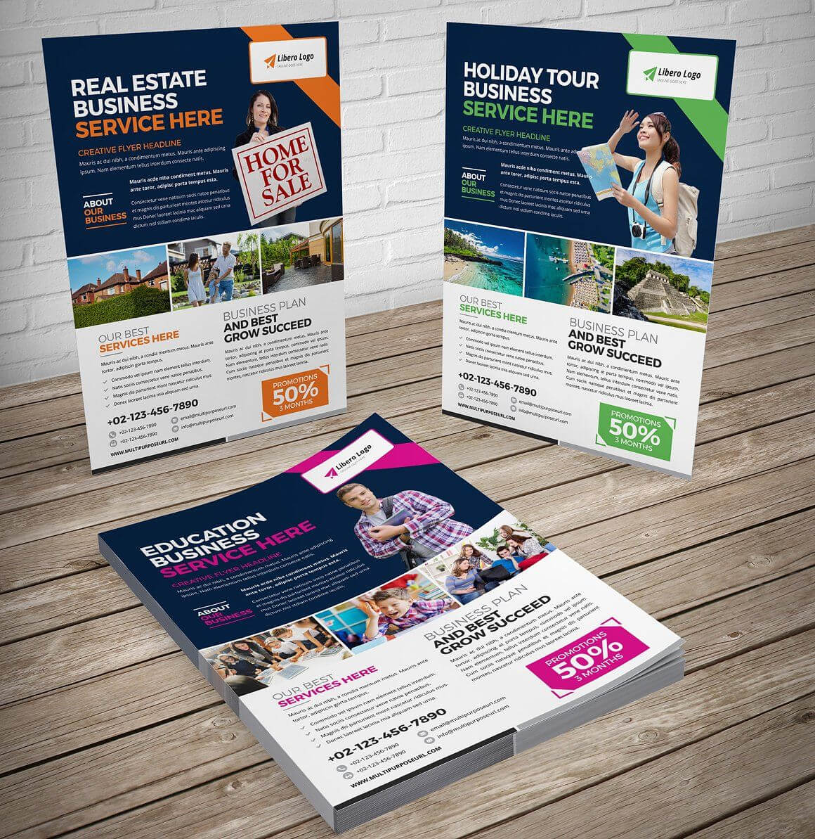 Flyer Design Bundle – 7 In One #sale#double#project#sided With One Sided Brochure Template