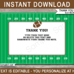 Football Party Thank You Cards Template In Soccer Thank You Card Template