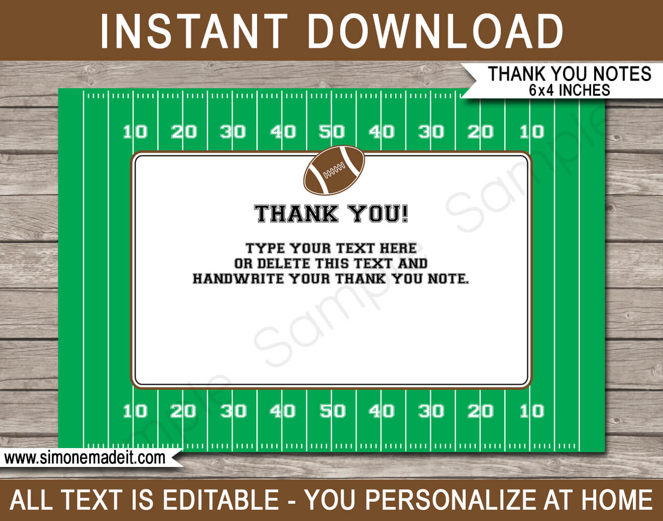 Football Party Thank You Cards Template In Soccer Thank You Card Template