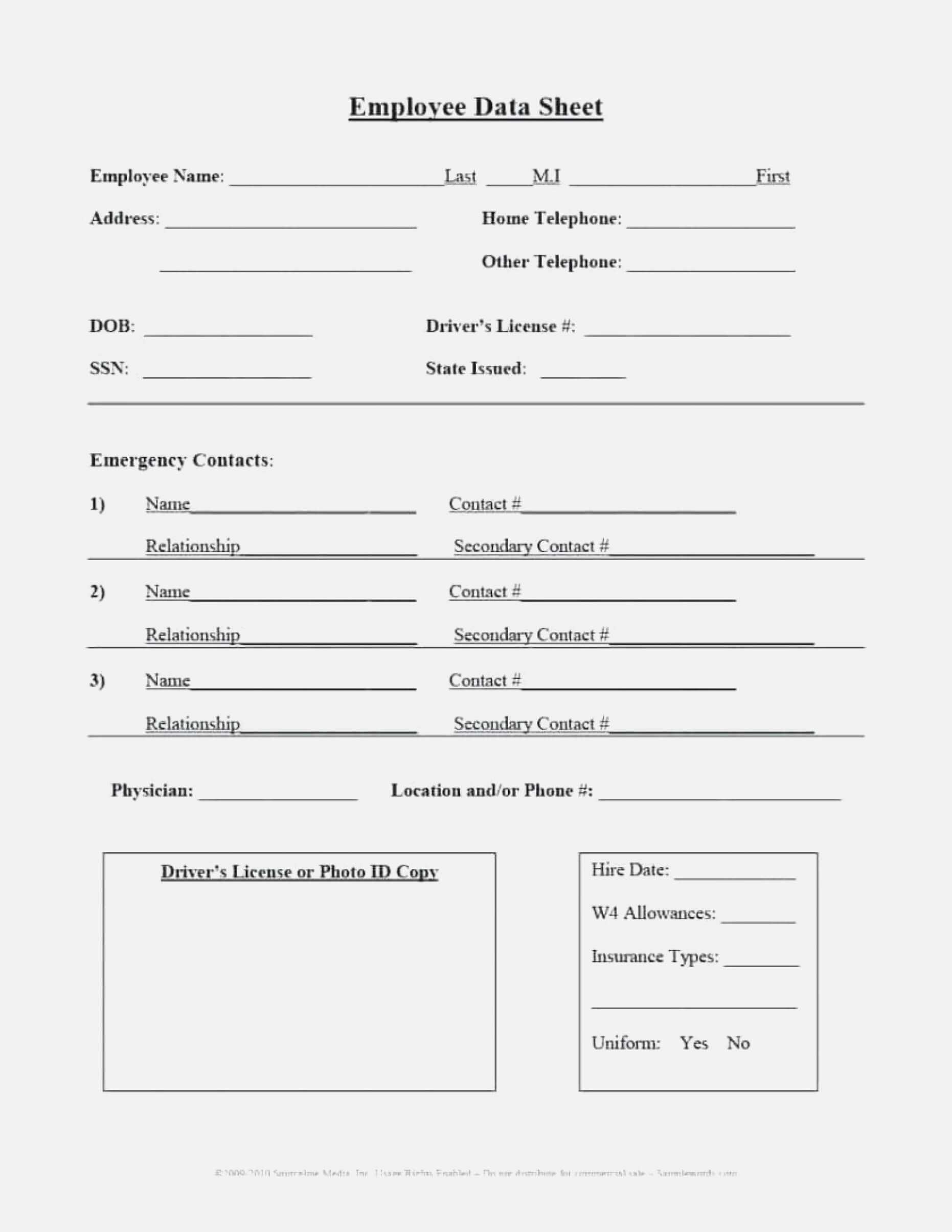 Form Templates Emergency Contact Student Information Card Pertaining To Student Information Card Template