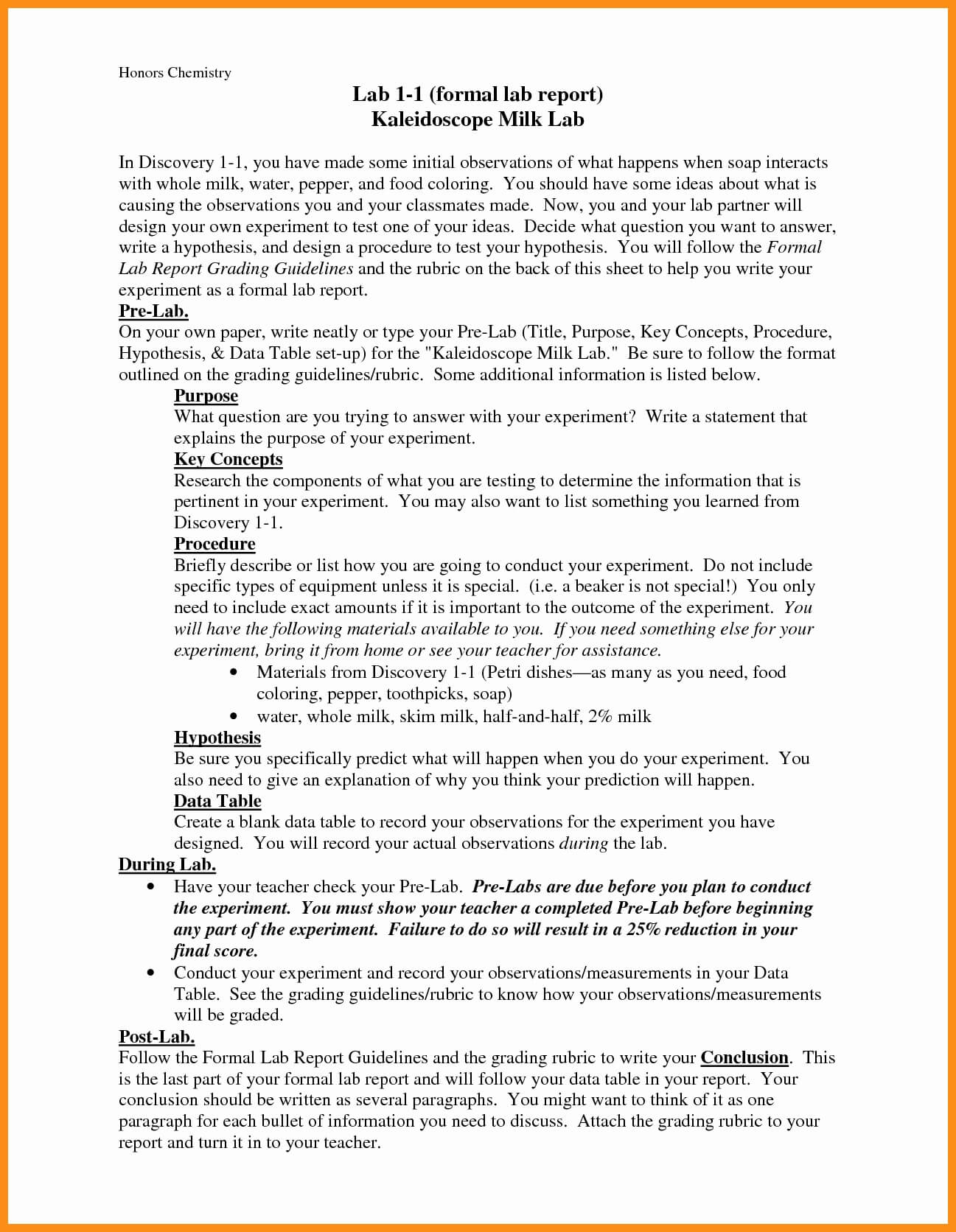 Formal Lab Report Example New Sample Y Reports Laboratory With Regard To Lab Report Template Chemistry