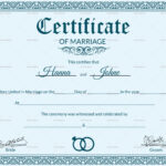 Formal Marriage Certificate Template Regarding Certificate Of Marriage Template