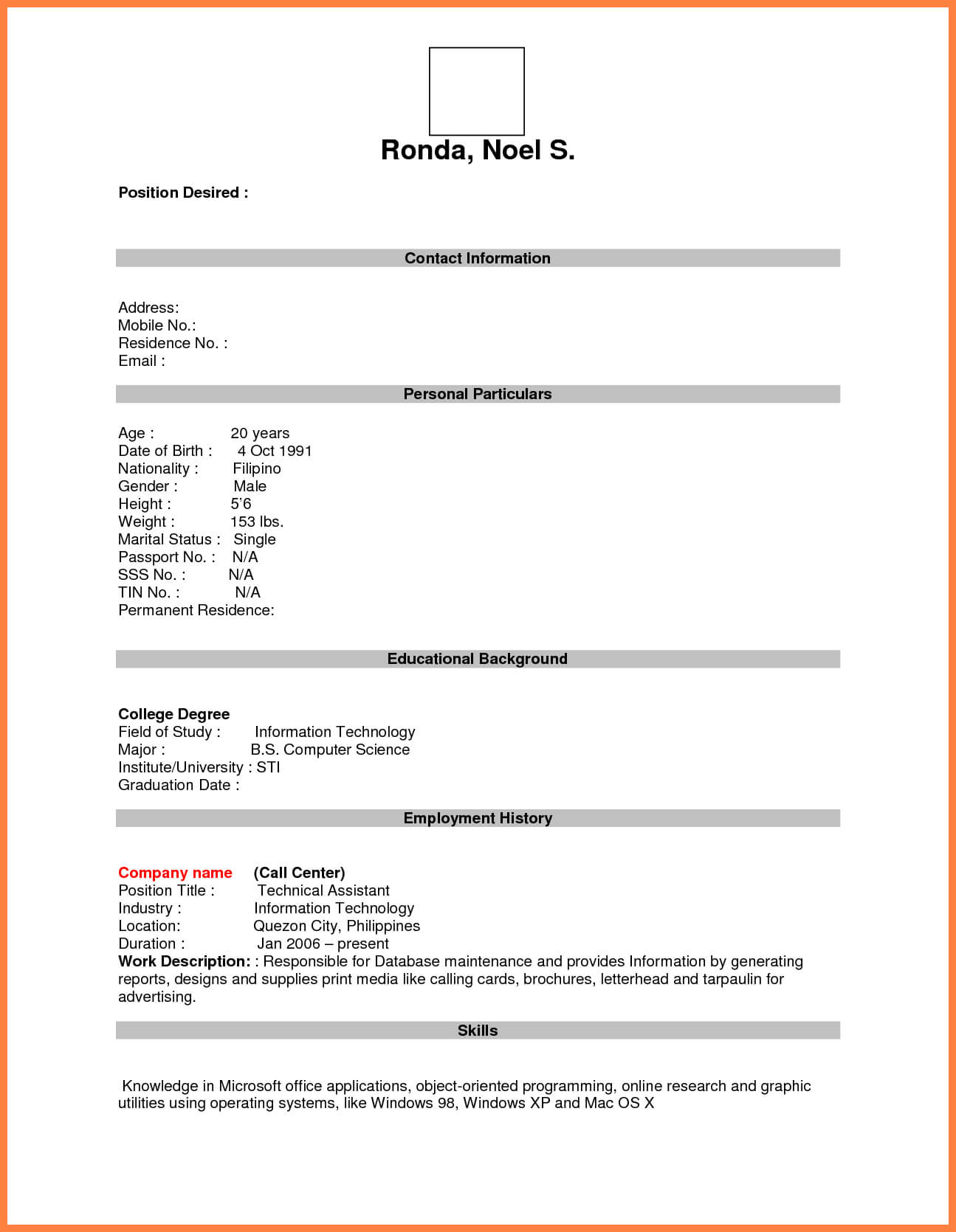 Format For Job Application Pdf Basic Appication Letter Blank Within Free Blank Resume Templates For Microsoft Word