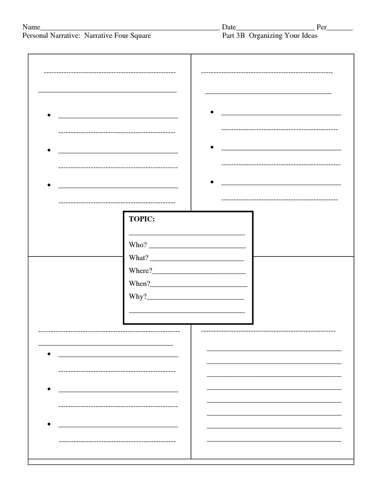Four Square Writing Template Printable | Narrative Four For Blank Four Square Writing Template
