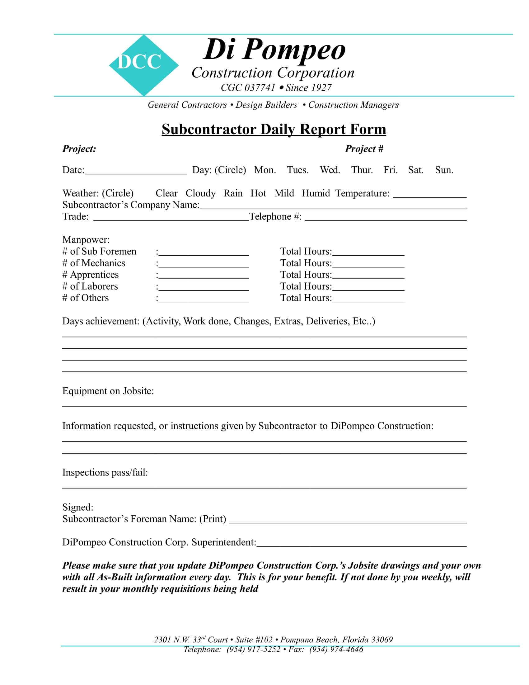 Free 14+ Daily Report Forms Pertaining To Superintendent Daily Report Template