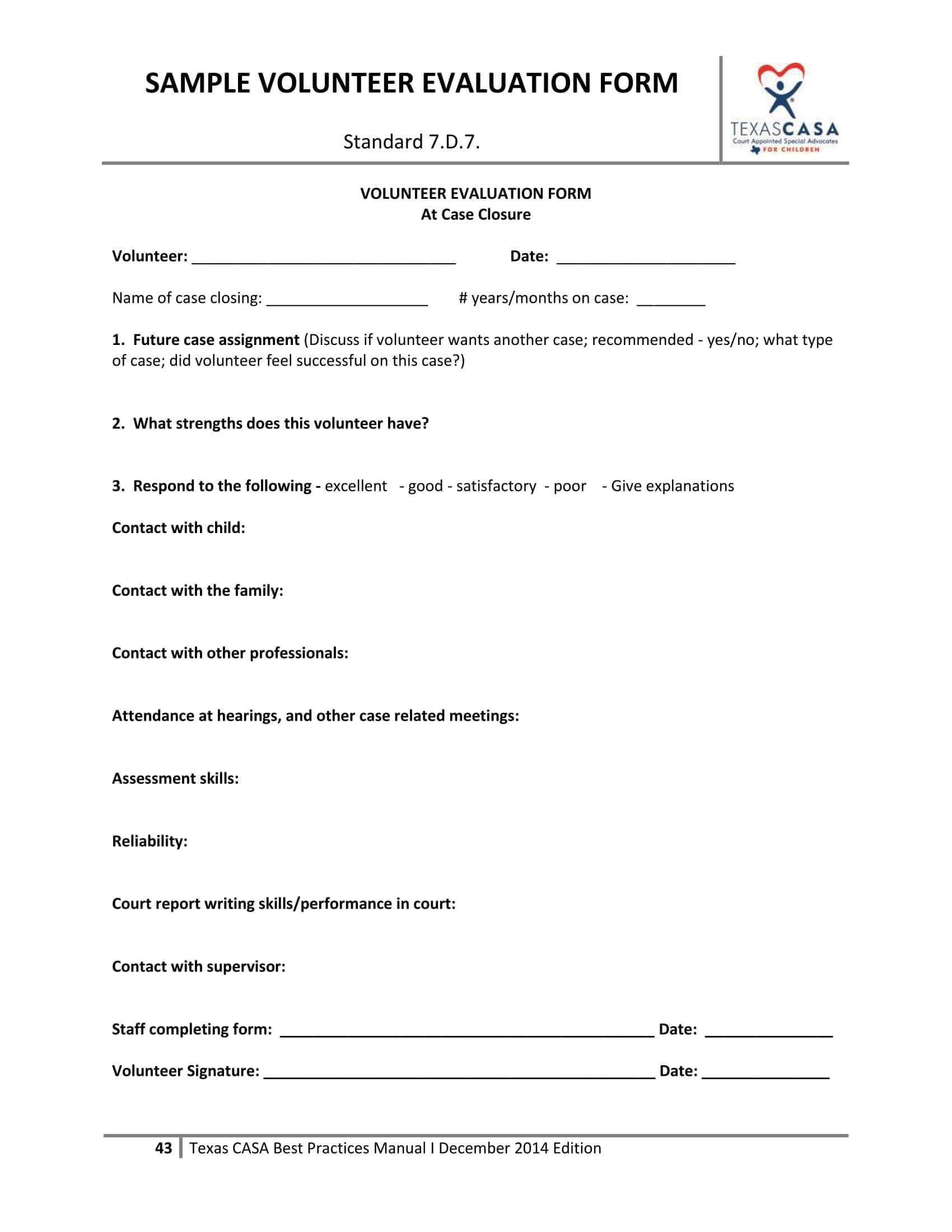 Free 14+ Volunteer Evaluation Forms | Pdf Pertaining To Blank Evaluation Form Template