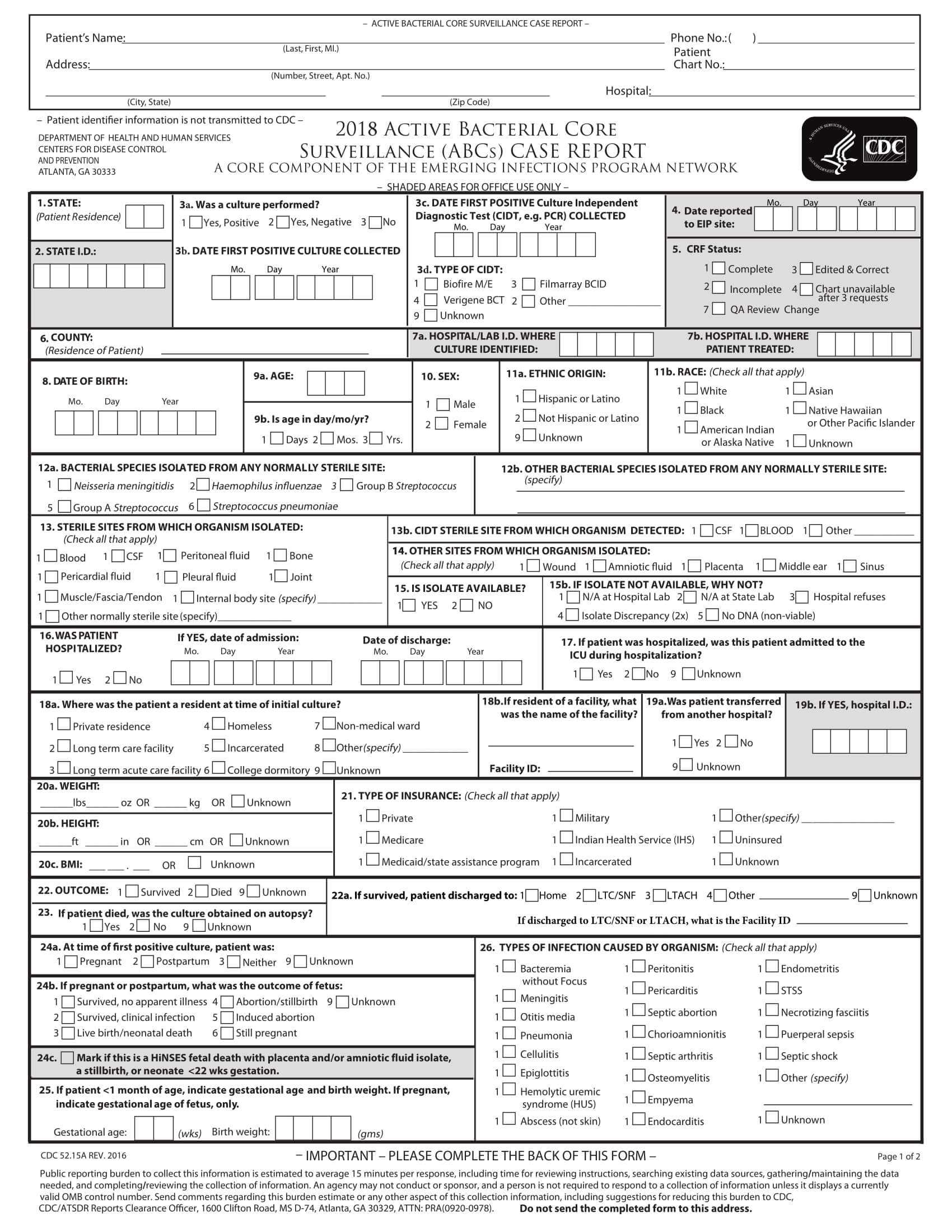 Free 15+ Case Report Forms In Pdf | Doc Pertaining To Case Report Form Template