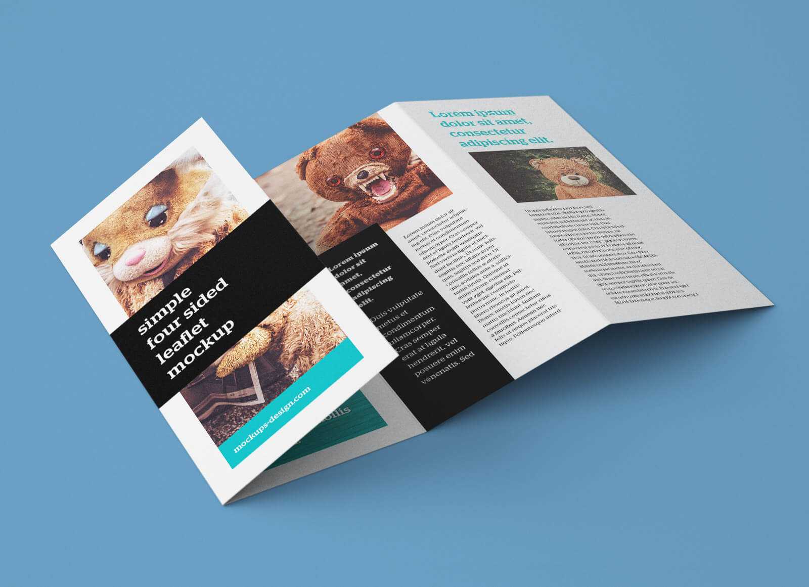 Free Accordion 4 Fold Brochure / Leaflet Mockup Psd Inside 2 Fold Brochure Template Psd