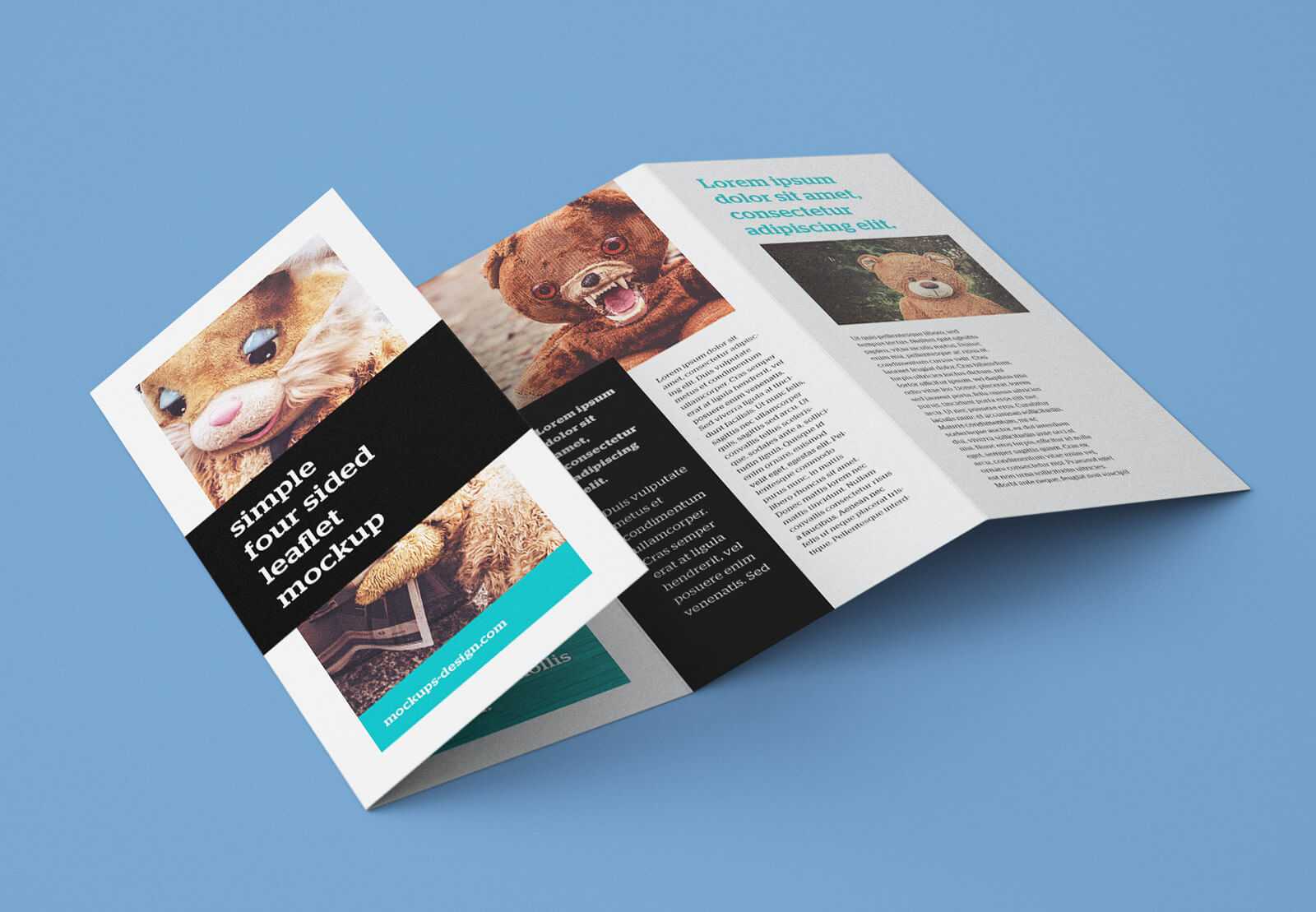 Free Accordion 4 Fold Brochure / Leaflet Mockup Psd Throughout 4 Fold Brochure Template