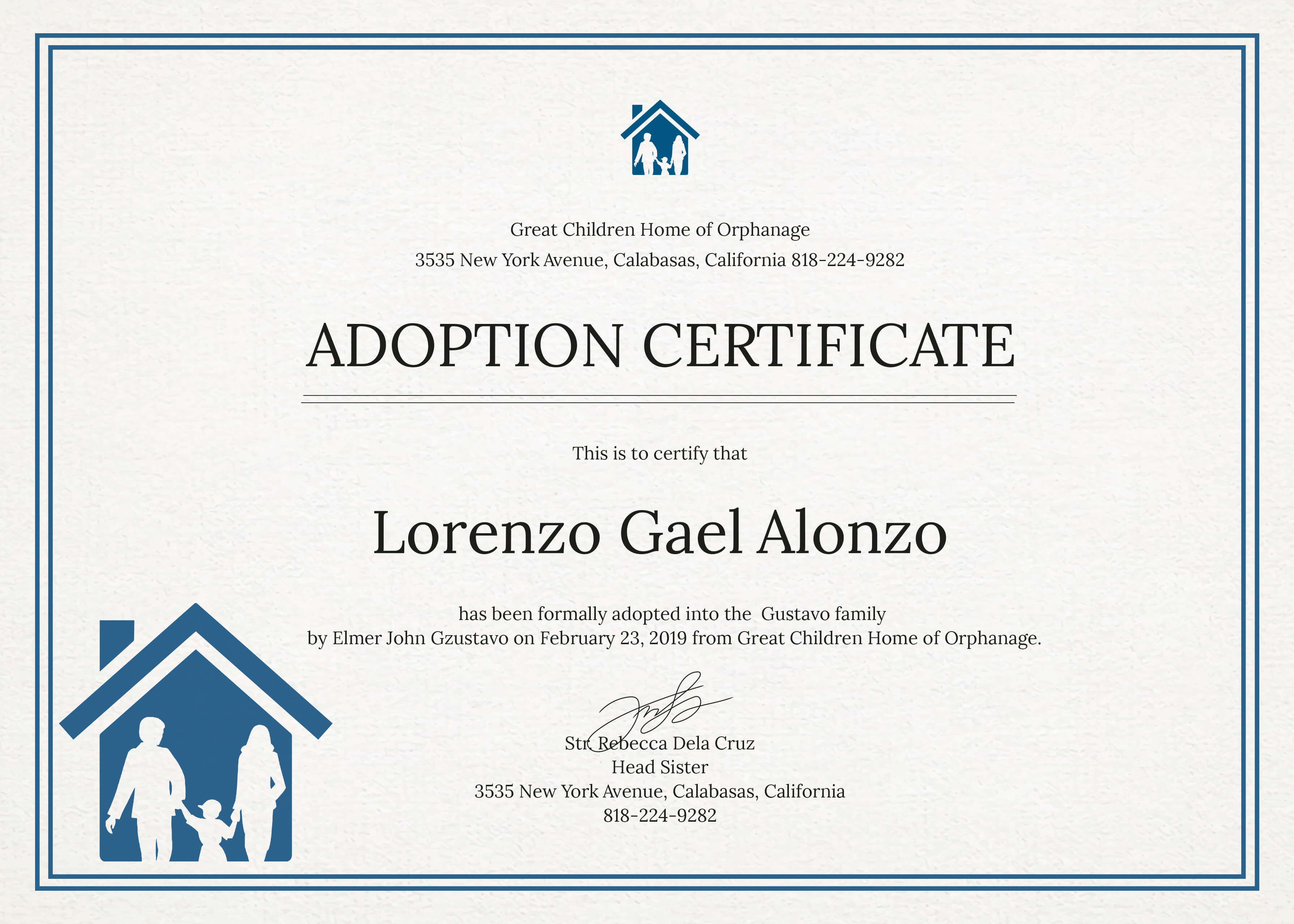 Free Adoption Certificate Template In Psd Ms Word Publisher Intended For Adoption Certificate Template