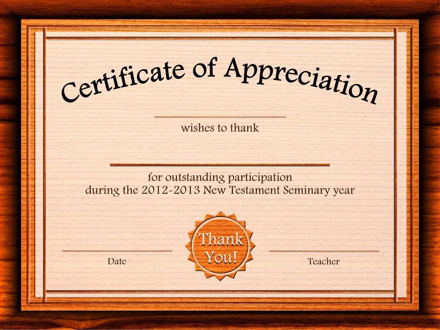 Free Appreciation Certificate Templates Supplier Contract For Certificate Of Participation Template Pdf